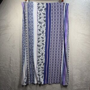 Chico's Mixed Media Knit Maxi Skirt Purple Aztec Print Women's Size 20/22 (4)